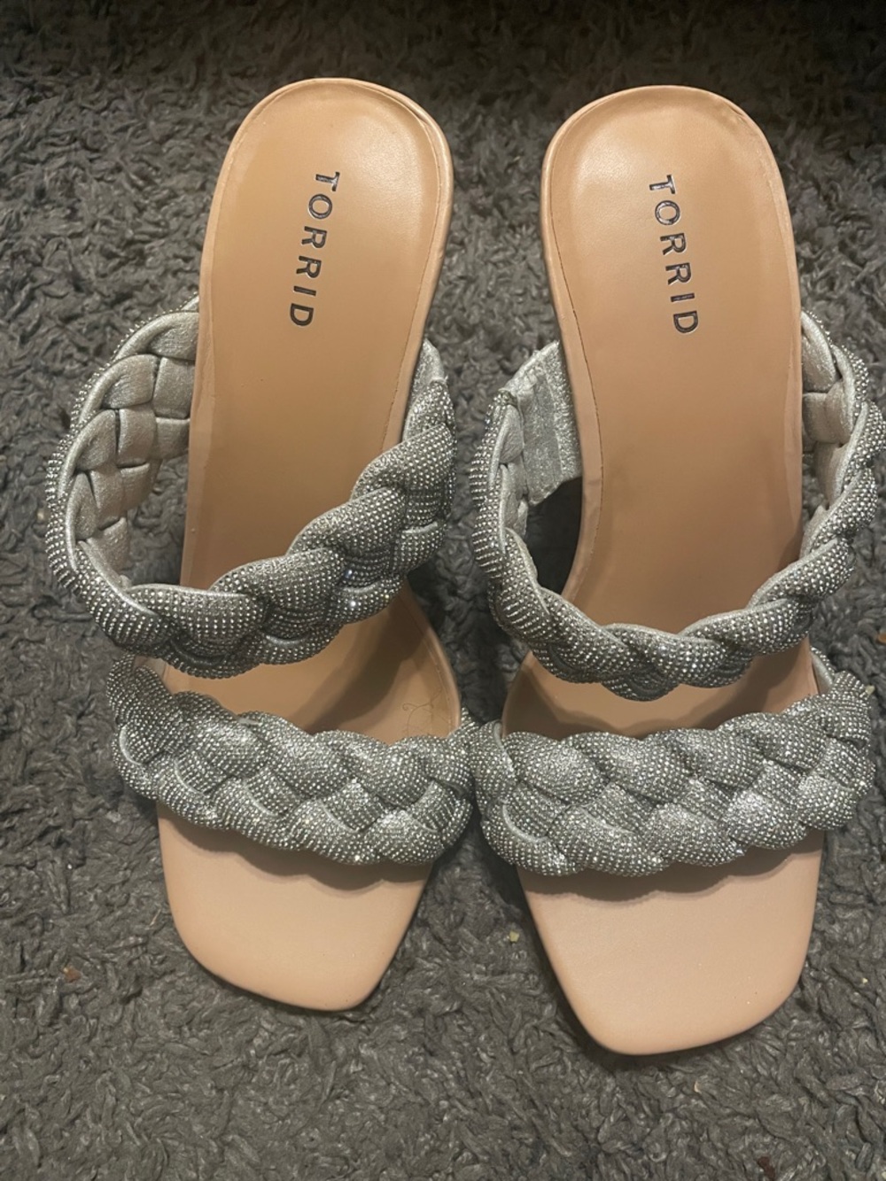 torrid Silver Braided Strap Mid-Heel Sandals